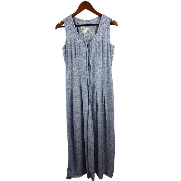 Rampage Womens Sleeveless Jumpsuit Medium Blue Floral Print Button Front - Picture 2 of 8